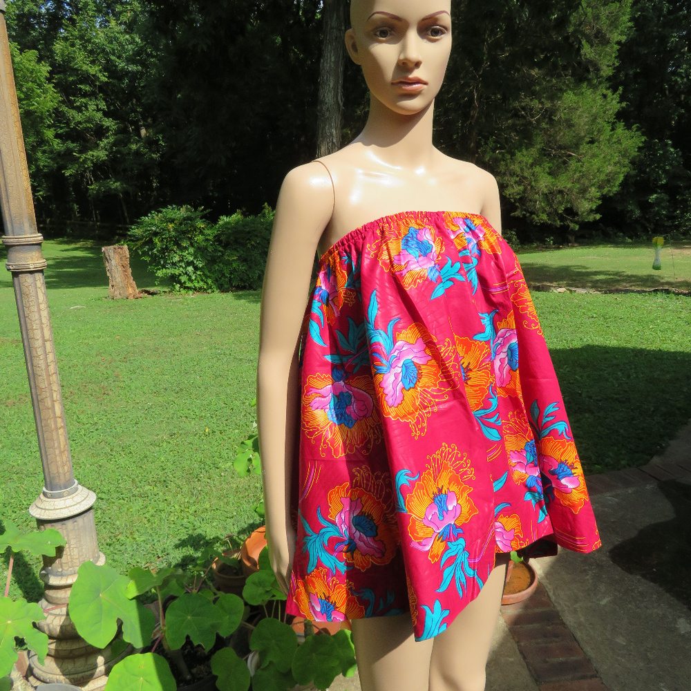 Colorful Print Flare Crop Tube Top Skirt